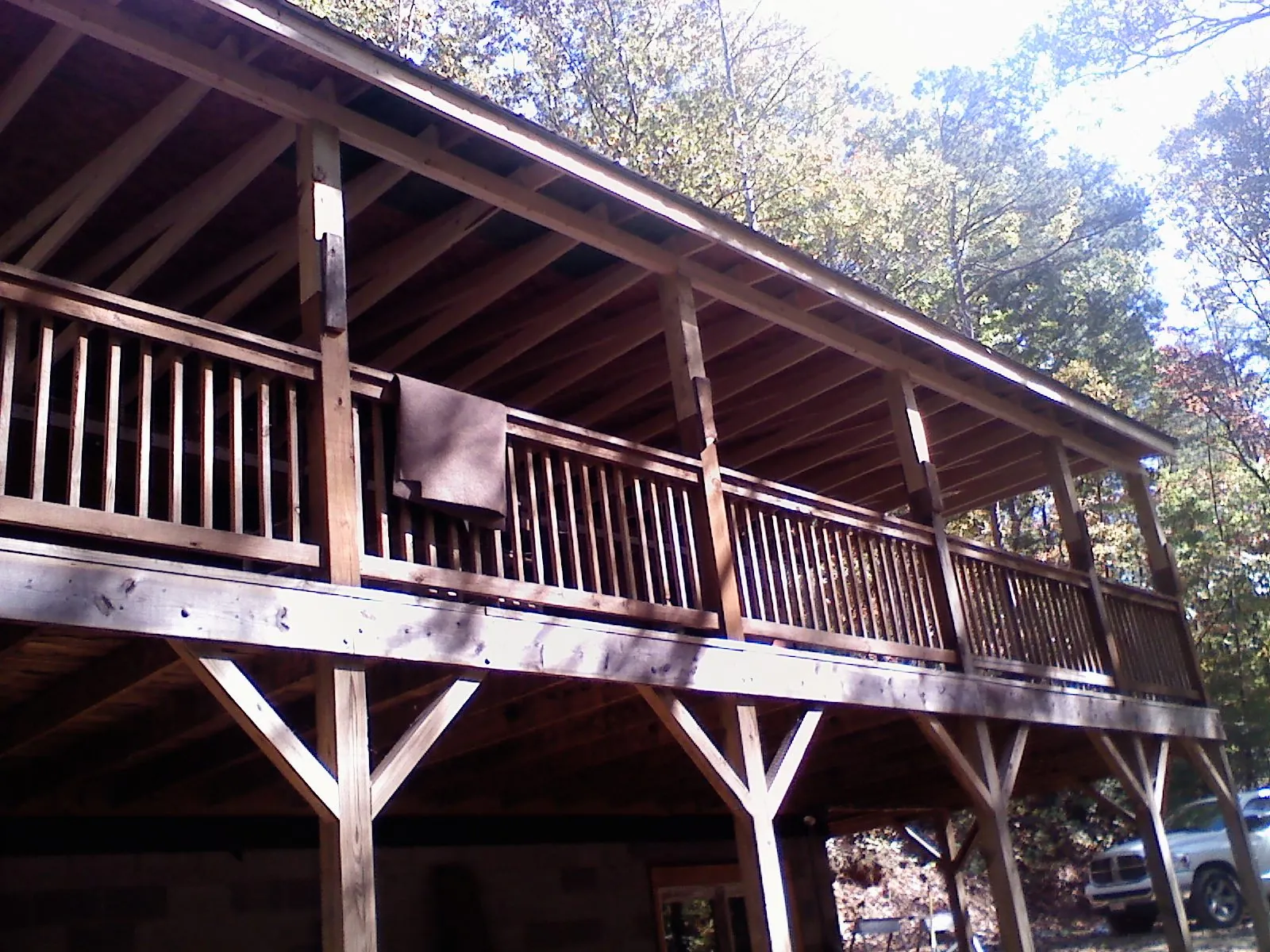 Timber framing under a new elevated porch and deck — Roof Leak Repair in York Haven by Roofing Brothers